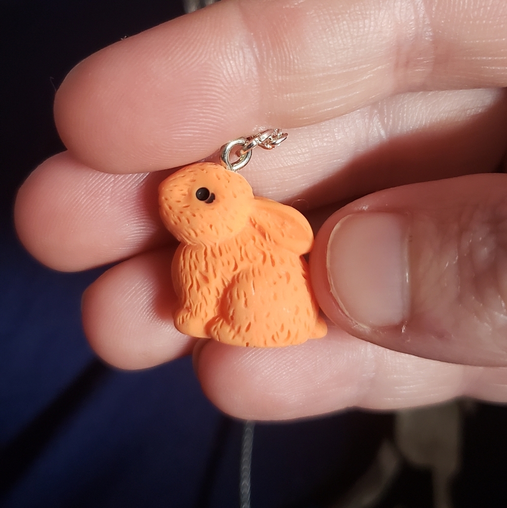 Small Orange Bunny Rabbit Necklace